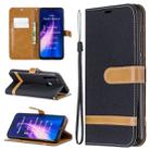 For Xiaomi Redmi Note 8 Color Matching Denim Texture Horizontal Flip Leather Case with Holder & Card Slots & Wallet & Lanyard(Black) - 1