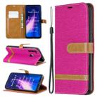 For Xiaomi Redmi Note 8 Color Matching Denim Texture Horizontal Flip Leather Case with Holder & Card Slots & Wallet & Lanyard(Rose Red) - 1