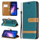 For Xiaomi Redmi Note 8 Color Matching Denim Texture Horizontal Flip Leather Case with Holder & Card Slots & Wallet & Lanyard(Green) - 1