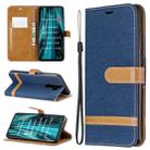 For Xiaomi Redmi Note 8 Pro Color Matching Denim Texture Horizontal Flip Leather Case with Holder & Card Slots & Wallet & Lanyard(Navy) - 1