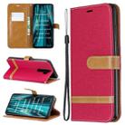 For Xiaomi Redmi Note 8 Pro Color Matching Denim Texture Horizontal Flip Leather Case with Holder & Card Slots & Wallet & Lanyard(Red) - 1