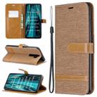 For Xiaomi Redmi Note 8 Pro Color Matching Denim Texture Horizontal Flip Leather Case with Holder & Card Slots & Wallet & Lanyard(Brown) - 1