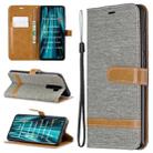 For Xiaomi Redmi Note 8 Pro Color Matching Denim Texture Horizontal Flip Leather Case with Holder & Card Slots & Wallet & Lanyard(Grey) - 1