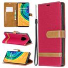 For Huawei Mate 30 Pro Color Matching Denim Texture Horizontal Flip Leather Case with Holder & Card Slots & Wallet & Lanyard(Red) - 1