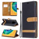 For Huawei Mate 30 Pro Color Matching Denim Texture Horizontal Flip Leather Case with Holder & Card Slots & Wallet & Lanyard(Black) - 1