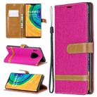 For Huawei Mate 30 Pro Color Matching Denim Texture Horizontal Flip Leather Case with Holder & Card Slots & Wallet & Lanyard(Rose Red) - 1