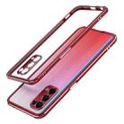 Aurora Series Lens Protector + Metal Frame Protective Case For OPPO Reno5 Pro(Red Silver) - 1