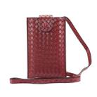 Braided Packing Simple High-end Mobile Phone Bag with Lanyard, Suitable for 6.7 inch Smartphones(Maroon) - 1