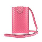 Braided Packing Simple High-end Mobile Phone Bag with Lanyard, Suitable for 6.7 inch Smartphones(Rose Red) - 1