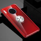 For Huawei Mate 30 Shockproof Transparent TPU Protective Case with Metal Ring Holder(Transparent Red) - 1