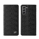 For Samsung Galaxy S21 5G Fierre Shann Crocodile Texture Magnetic Horizontal Flip Genuine Leather Case with Holder & Card Slot(Black) - 1