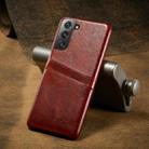 For Samsung Galaxy S21 5G Fierre Shann Oil Wax Texture Leather Back Cover Case(Brown) - 1