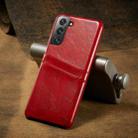 For Samsung Galaxy S21 5G Fierre Shann Oil Wax Texture Leather Back Cover Case(Red) - 1