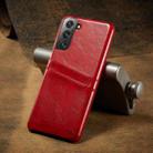 For Samsung Galaxy S21+ 5G Fierre Shann Oil Wax Texture Leather Back Cover Case(Red) - 1