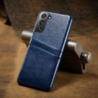 For Samsung Galaxy S21+ 5G Fierre Shann Oil Wax Texture Leather Back Cover Case(Blue) - 1