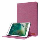 Horizontal Flip TPU + Fabric PU Leather Protective Case with Name Card Clip For iPad 10.2 2021 / 2020 / 2019(Rose Red) - 1