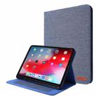 Horizontal Flip TPU + Fabric PU Leather Protective Case with Name Card Clip For iPad Air 2020 10.9 / iPad Pro 11 2021 / 2020 / 2018(Dark Blue) - 1