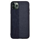 For iPhone 11 Shockproof Hot-pressed Splicing PU + Cloth Protective Case(Dark Blue) - 1