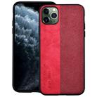 For iPhone 11 Shockproof Hot-pressed Splicing PU + Cloth Protective Case(Red) - 1