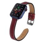 Vintage Leather Watch Band, Width: 14mm For Apple Watch Series 8&7 41mm / SE 2&6&SE&5&4 40mm / 3&2&1 38mm(Wine Red) - 1