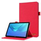 For Huawei M5 8.0 Horizontal Flip TPU + Fabric PU Leather Protective Case with Name Card Clip(Red) - 1