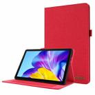 For Huawei Enjoy Tablet 2 10.1 / T10 / T10S Horizontal Flip TPU + Fabric PU Leather Protective Case with Name Card Clip(Red) - 1