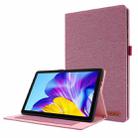 For Huawei Enjoy Tablet 2 10.1 / T10 / T10S Horizontal Flip TPU + Fabric PU Leather Protective Case with Name Card Clip(Rose Red) - 1