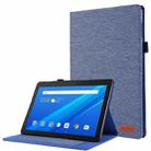 For Lenovo Tab E10 Horizontal Flip TPU + Fabric PU Leather Protective Case with Name Card Clip(Dark Blue) - 1