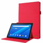 For Lenovo Tab M10 Horizontal Flip TPU + Fabric PU Leather Protective Case with Name Card Clip(Red) - 1