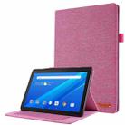 For Lenovo Tab M10 Horizontal Flip TPU + Fabric PU Leather Protective Case with Name Card Clip(Rose Red) - 1