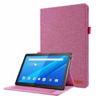 For Lenovo Tab P10 Horizontal Flip TPU + Fabric PU Leather Protective Case with Name Card Clip(Rose Red) - 1