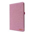 For Lenovo Tab P11 Horizontal Flip TPU + Fabric PU Leather Protective Case with Name Card Clip(Rose Red) - 1