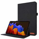 For Samsung Galaxy Tab S8+ / Tab S8 Plus /  Tab S7 FE / Tab S7+ / T970 Horizontal Flip TPU + Fabric PU Leather Protective Case with Name Card Clip(Black) - 1