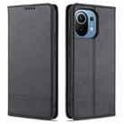 For Xiaomi Mi 11 AZNS Magnetic Calf Texture Horizontal Flip Leather Case with Card Slots & Holder & Wallet(Black) - 1