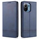 For Xiaomi Mi 11 AZNS Magnetic Calf Texture Horizontal Flip Leather Case with Card Slots & Holder & Wallet(Dark Blue) - 1