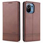 For Xiaomi Mi 11 AZNS Magnetic Calf Texture Horizontal Flip Leather Case with Card Slots & Holder & Wallet(Dark Brown) - 1