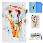 For Galaxy Tab A 8.0 2019 / T290 Colored Drawing Stitching Horizontal Flip Leather Case, with Holder & Card Slots(Watercolor Elephant) - 1