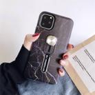 For iPhone 11 Marble Shockproof Multi-functional Invisible Ring Holder Protective Case with Vehicle Magnetic Sheet(Black) - 1