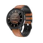 E80 1.3 inch TFT Color Screen IP68 Waterproof Smart Bracelet, Support Blood Oxygen Monitoring / Body Temperature Monitoring / Heart Rate Monitoring, Style:Leather Strap(Brown) - 1