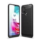 For Motorola Moto G30 / G10  Brushed Texture Carbon Fiber TPU Case(Black) - 1