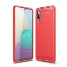 For Samsung Galaxy A02 Brushed Texture Carbon Fiber TPU Case(Red) - 1