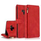 For Samsung Galaxy Note9 Skin-feel Crazy Horse Texture Zipper Wallet Bag Horizontal Flip Leather Case with Holder & Card Slots & Wallet & Lanyard(Red) - 1