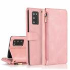For Samsung Galaxy Note20 Skin-feel Crazy Horse Texture Zipper Wallet Bag Horizontal Flip Leather Case with Holder & Card Slots & Wallet & Lanyard(Rose Gold) - 1