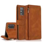 For Samsung Galaxy Note20 Skin-feel Crazy Horse Texture Zipper Wallet Bag Horizontal Flip Leather Case with Holder & Card Slots & Wallet & Lanyard(Brown) - 1