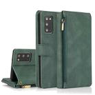 For Samsung Galaxy Note20 Skin-feel Crazy Horse Texture Zipper Wallet Bag Horizontal Flip Leather Case with Holder & Card Slots & Wallet & Lanyard(Dark Green) - 1