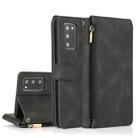 For Samsung Galaxy Note20 Skin-feel Crazy Horse Texture Zipper Wallet Bag Horizontal Flip Leather Case with Holder & Card Slots & Wallet & Lanyard(Black) - 1