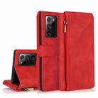 For Samsung Galaxy Note20 Ultra Skin-feel Crazy Horse Texture Zipper Wallet Bag Horizontal Flip Leather Case with Holder & Card Slots & Wallet & Lanyard(Red) - 1