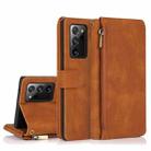 For Samsung Galaxy Note20 Ultra Skin-feel Crazy Horse Texture Zipper Wallet Bag Horizontal Flip Leather Case with Holder & Card Slots & Wallet & Lanyard(Brown) - 1