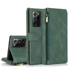 For Samsung Galaxy Note20 Ultra Skin-feel Crazy Horse Texture Zipper Wallet Bag Horizontal Flip Leather Case with Holder & Card Slots & Wallet & Lanyard(Dark Green) - 1