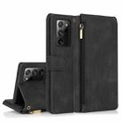 For Samsung Galaxy Note20 Ultra Skin-feel Crazy Horse Texture Zipper Wallet Bag Horizontal Flip Leather Case with Holder & Card Slots & Wallet & Lanyard(Black) - 1